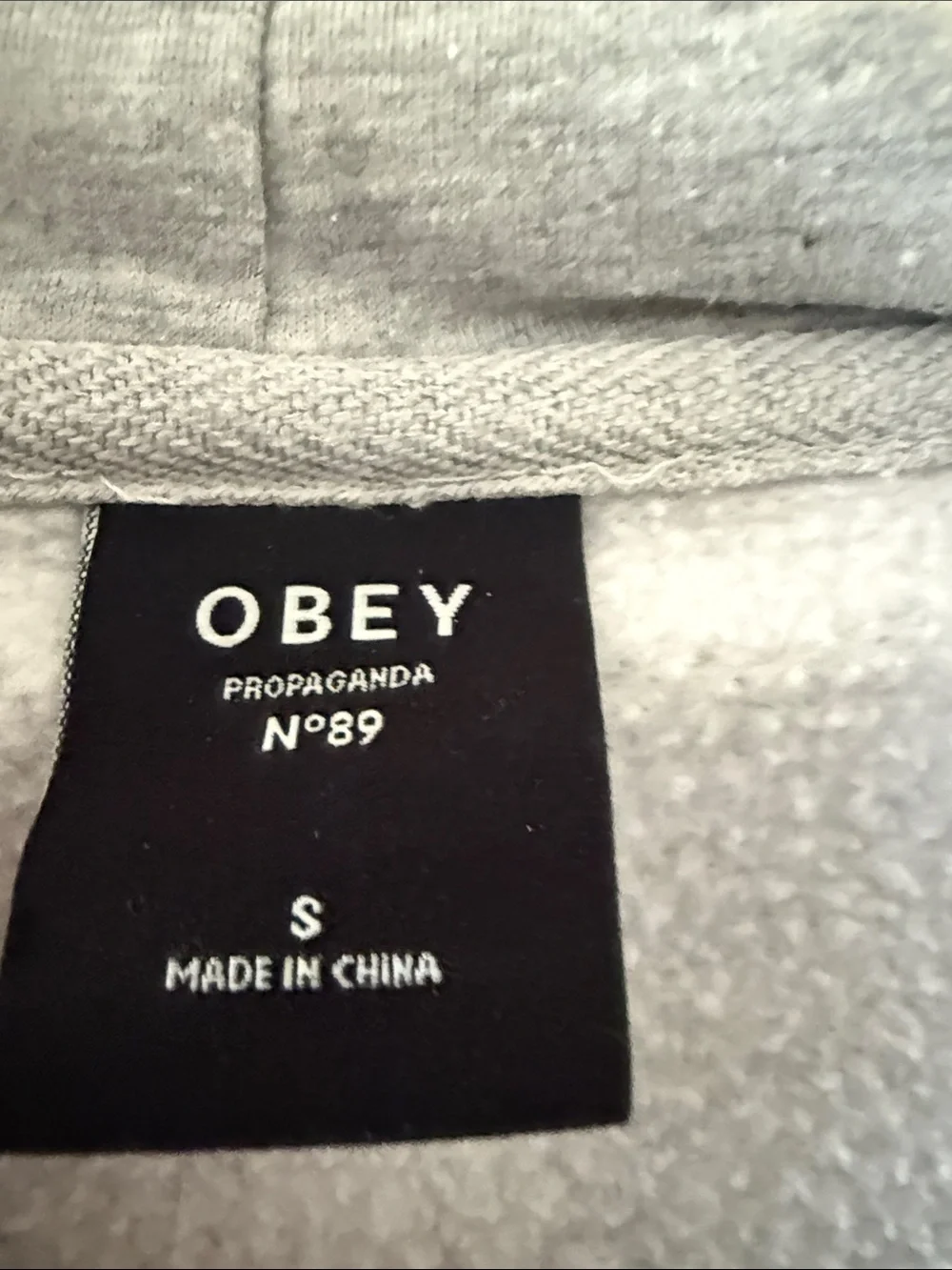 Obey Men's Light Gray Crewneck Hoodie with Logo